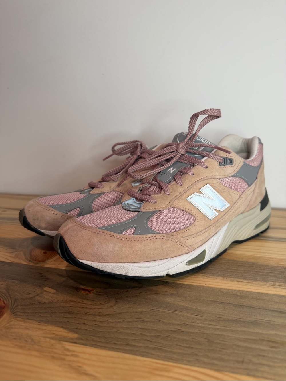 New Balance Women's Pink & Gray Tan Suede Mesh Sneakers